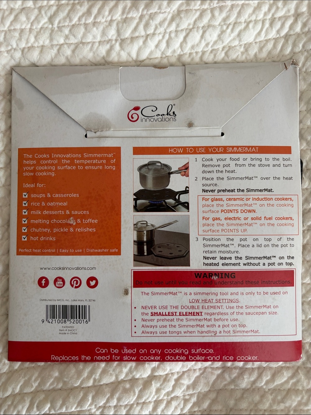 SimmerMat Heat Diffuser - Black, Cooks Innovations. 8” metal - Picture 2 of 11